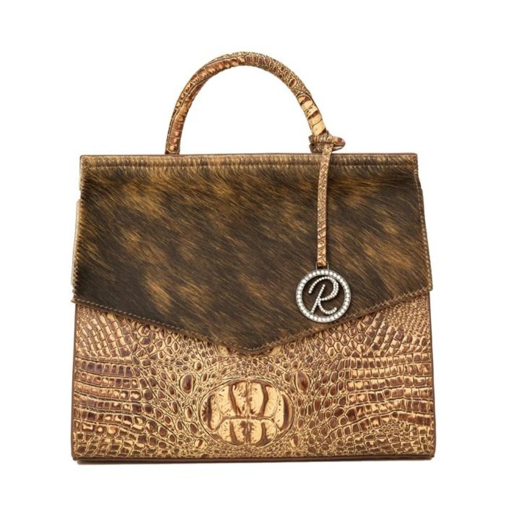 Raviani Brown Brindle Leather Satchel